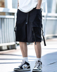 Streetwear Ribbon Multi-Pocket Cargo Shorts