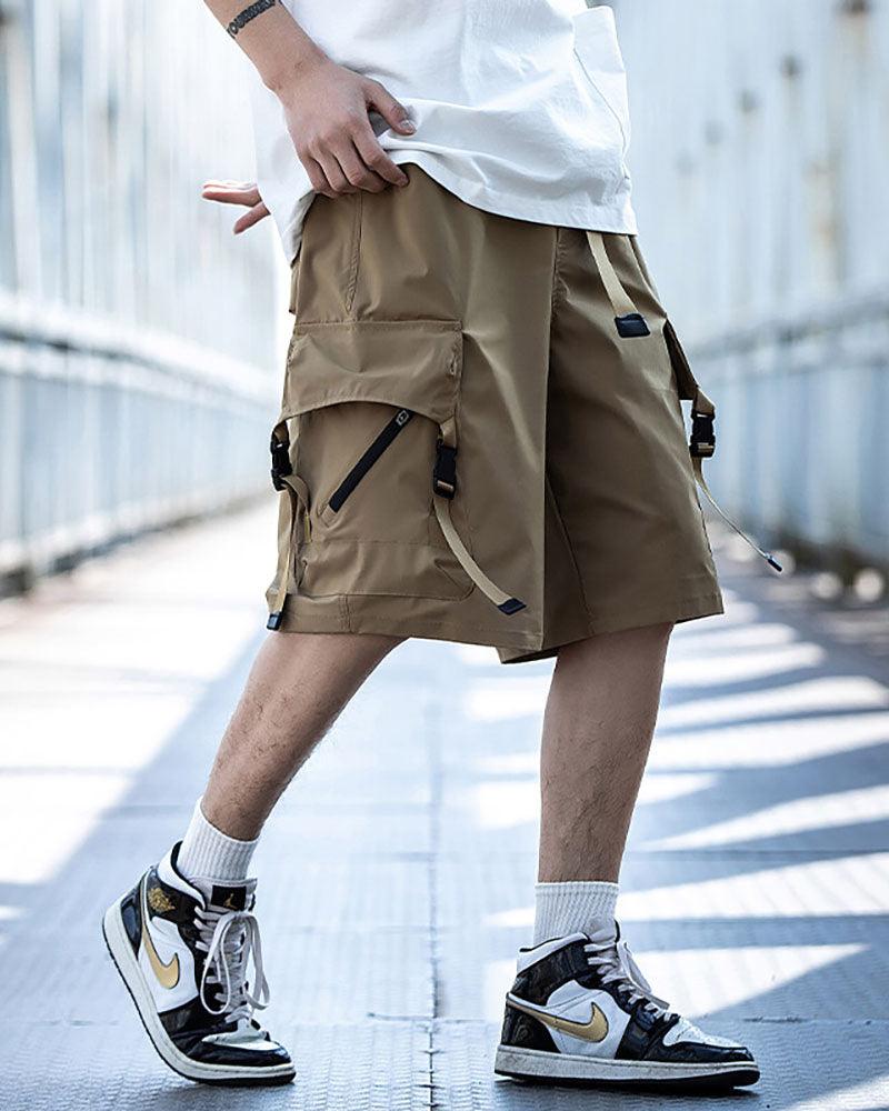 Streetwear Ribbon Multi-Pocket Cargo Shorts