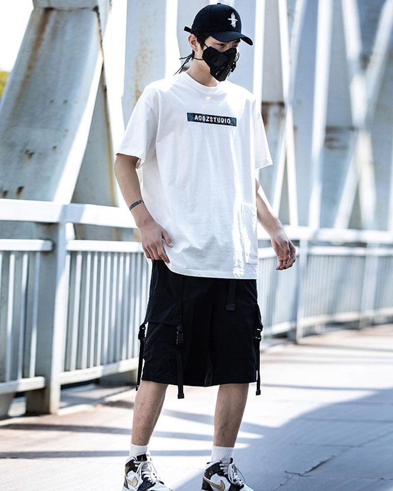 Streetwear Ribbon Multi-Pocket Cargo Shorts