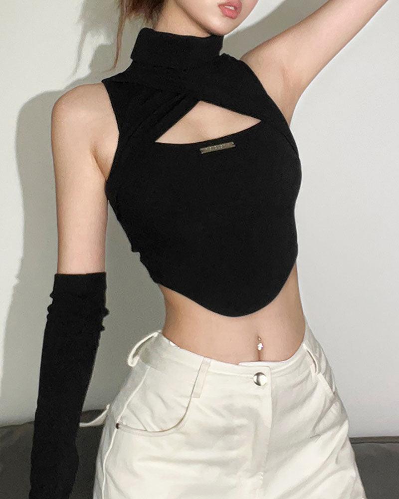 Turtleneck Cutout Top