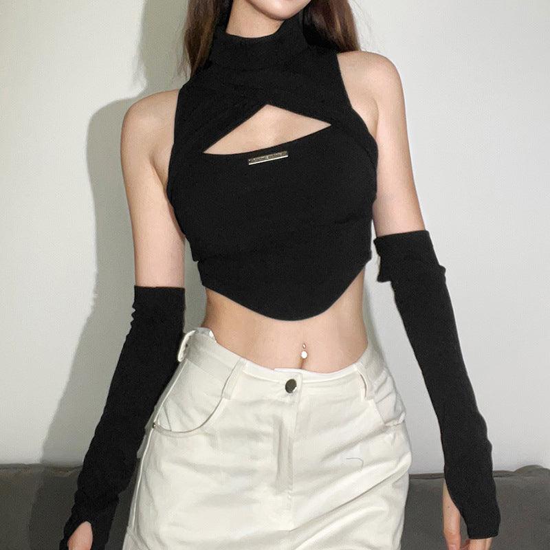 Turtleneck Cutout Top