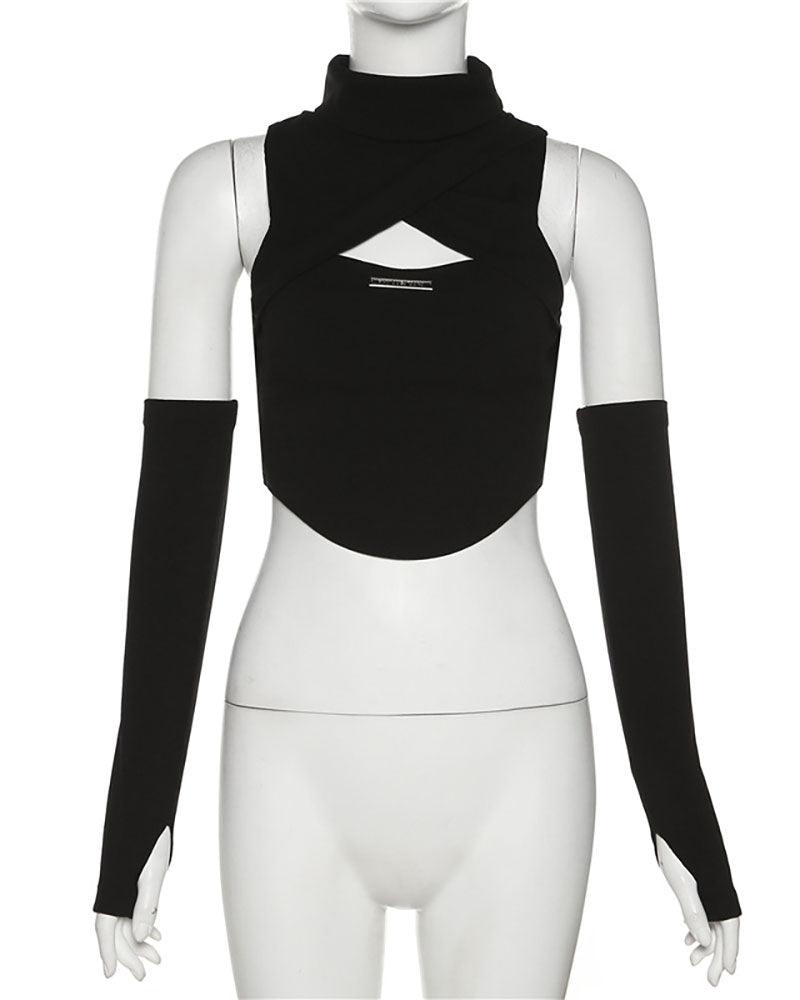 Turtleneck Cutout Top