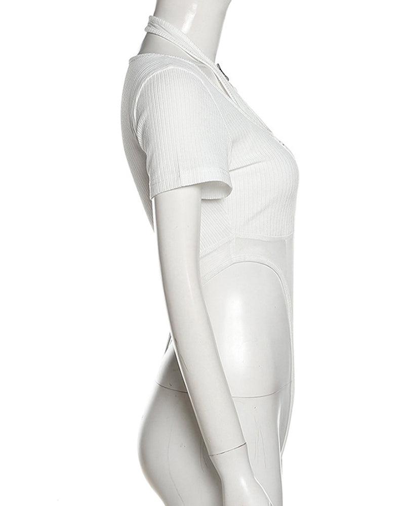 Short Sleeve Halter Bodysuit