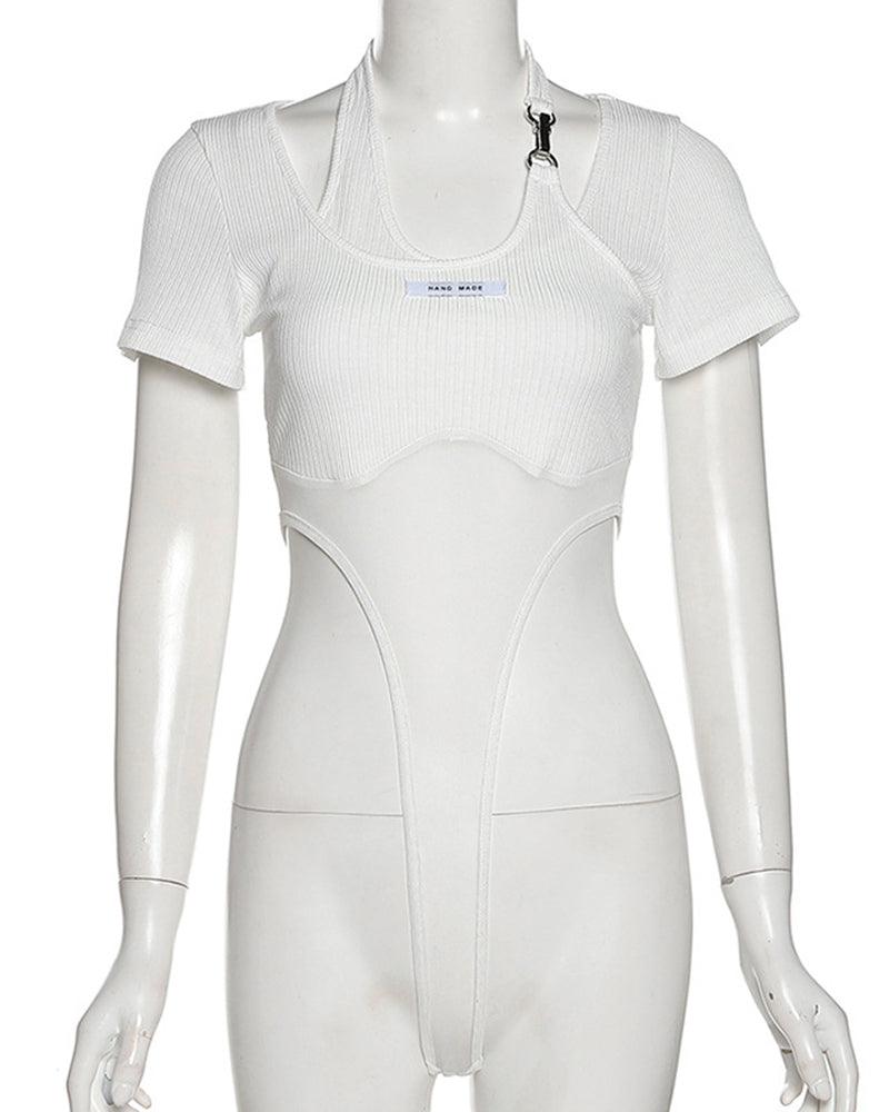 Short Sleeve Halter Bodysuit