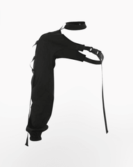 One Shoulder Sleeve Reflective Buckle Top