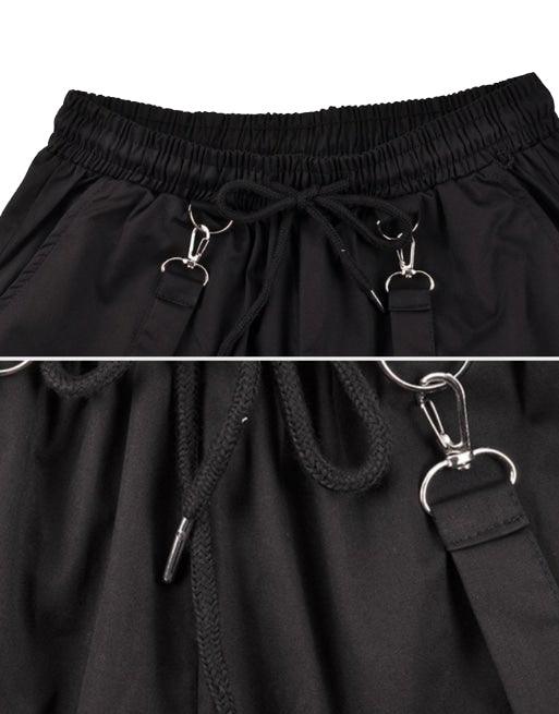 Women Black Straps Cargo Pants