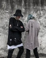 Streetwear Tattered Crewneck Sweater