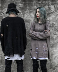 Streetwear Tattered Crewneck Sweater