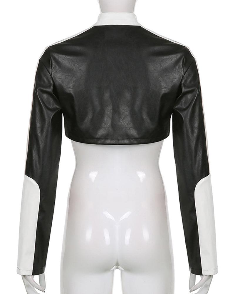 Try Everything Street PU Crop Jacket