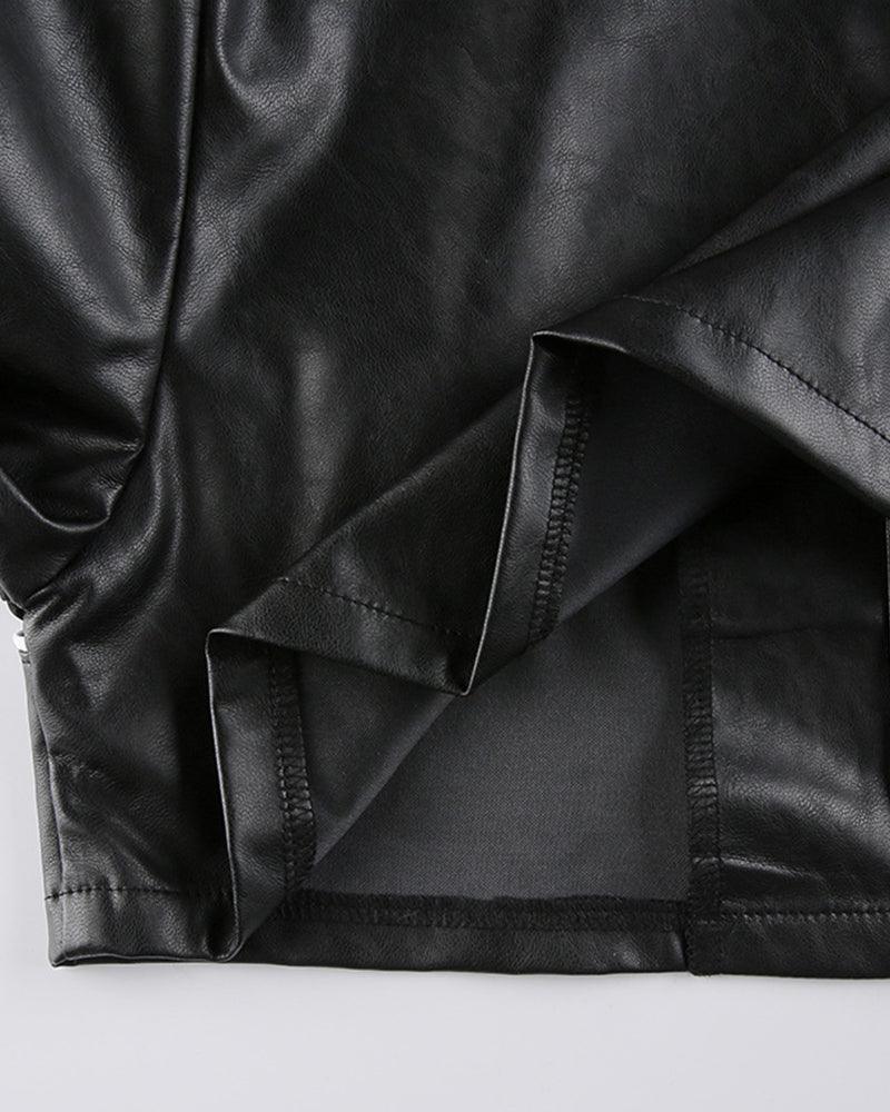 Try Everything Street PU Crop Jacket