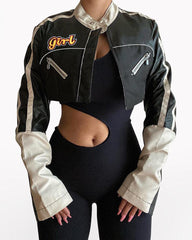Try Everything Street PU Crop Jacket