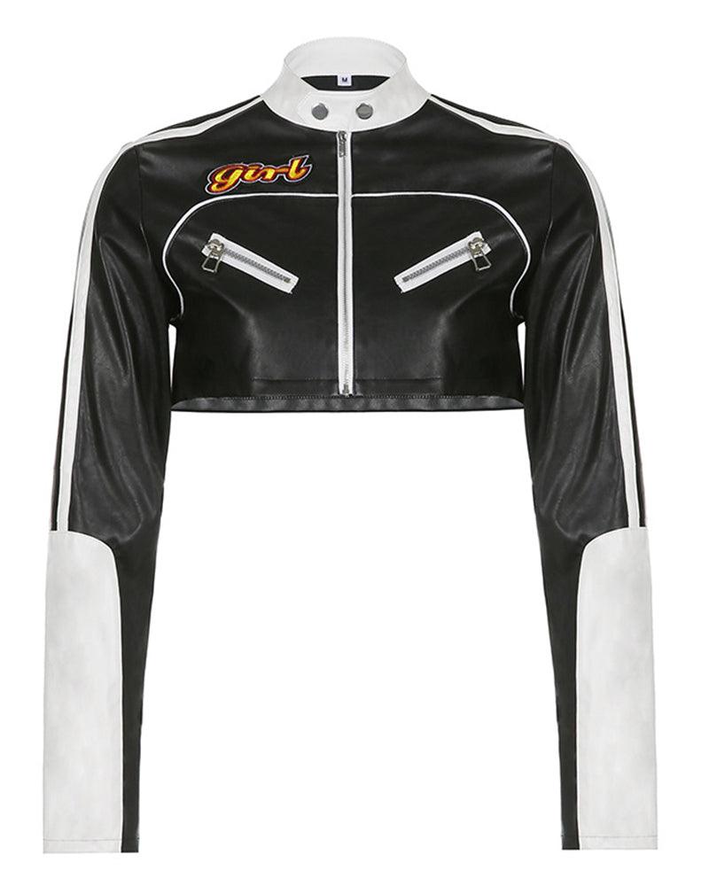 Try Everything Street PU Crop Jacket