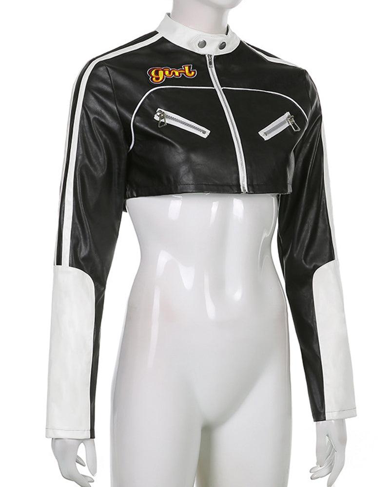 Try Everything Street PU Crop Jacket