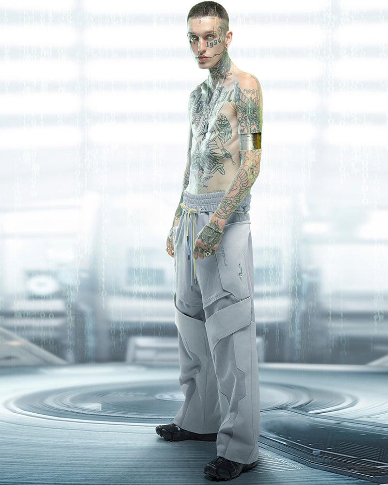 Cyberpunk Outfits White Ghost Unisex Patchwork Pants