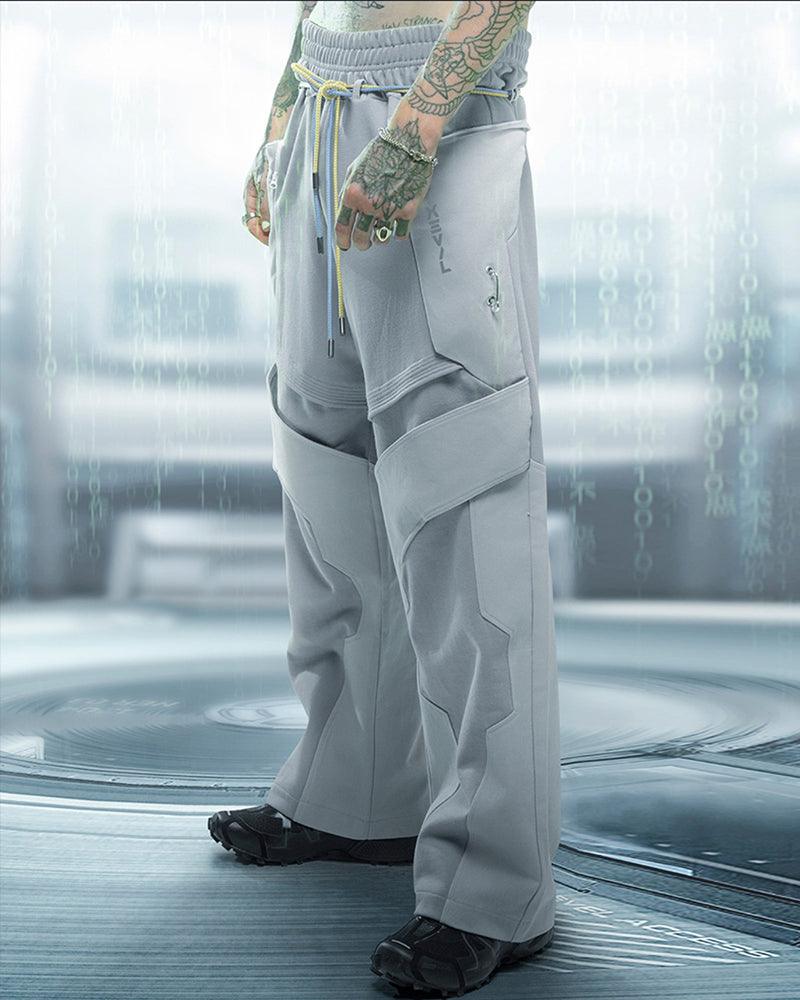 Cyberpunk Outfits White Ghost Unisex Patchwork Pants