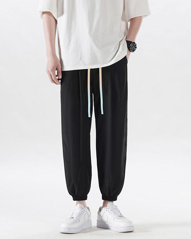 Ice Silk Drawstring Jogger Pants
