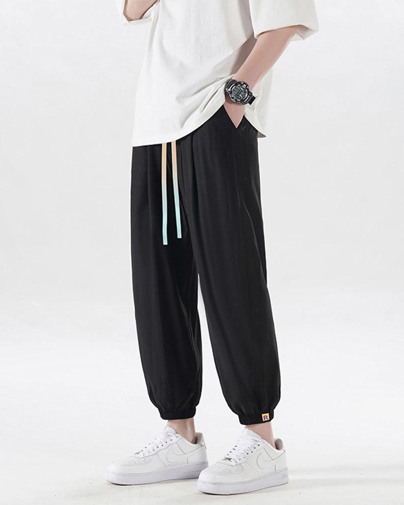 Ice Silk Drawstring Jogger Pants