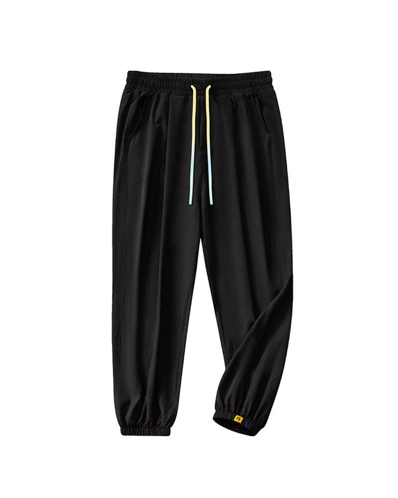 Ice Silk Drawstring Jogger Pants