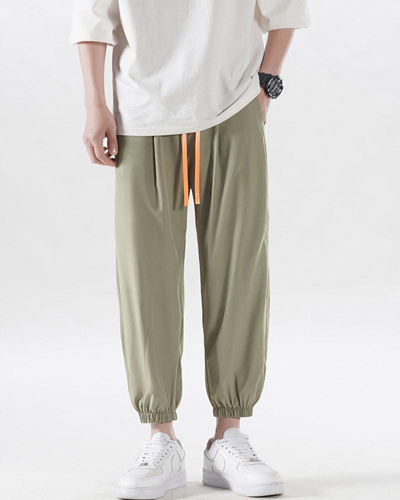 Ice Silk Drawstring Jogger Pants