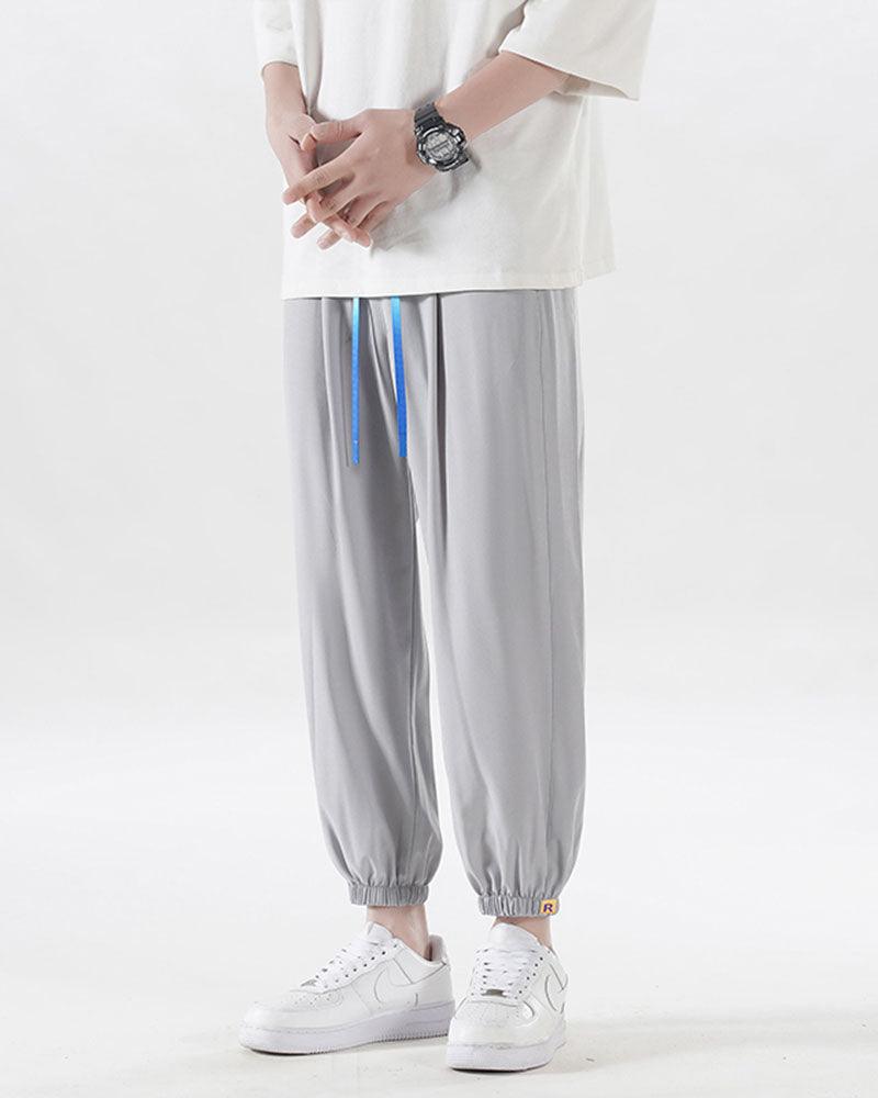 Ice Silk Drawstring Jogger Pants