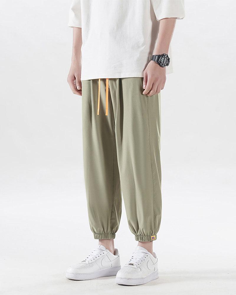 Ice Silk Drawstring Jogger Pants