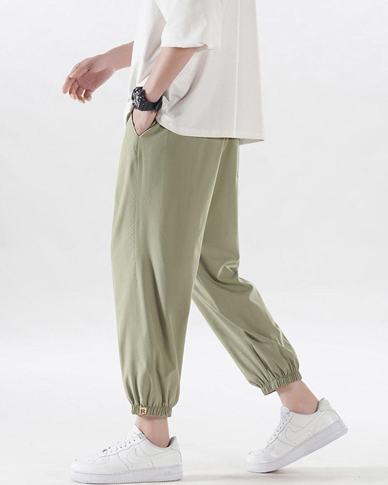 Ice Silk Drawstring Jogger Pants
