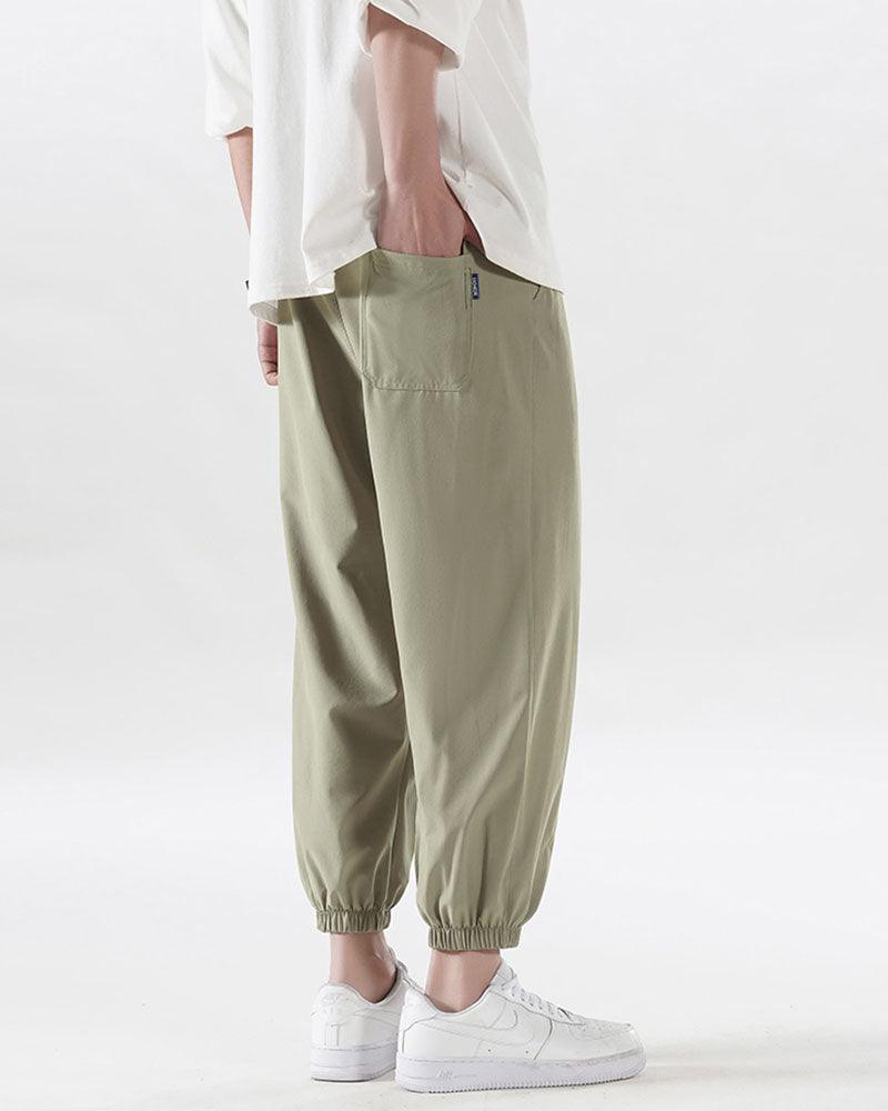 Ice Silk Drawstring Jogger Pants