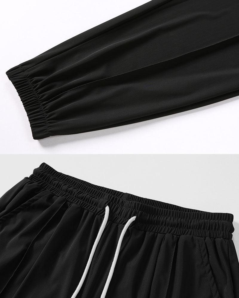 Ice Silk Drawstring Jogger Pants
