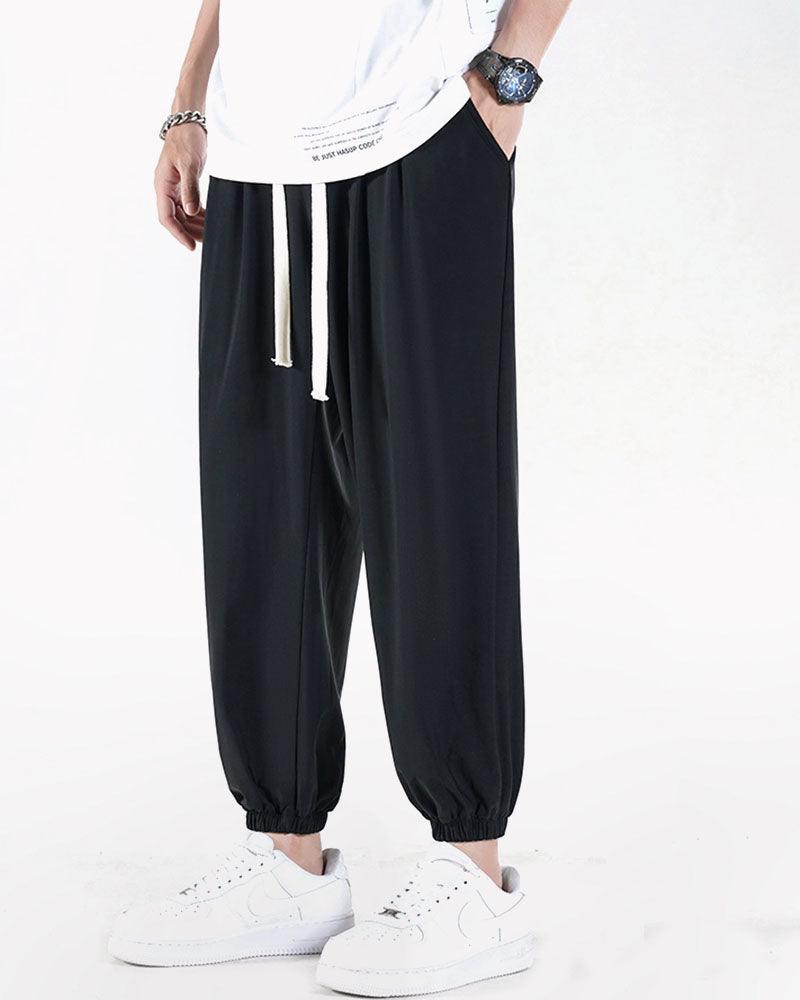 Ice Silk Drawstring Jogger Pants