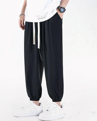 Ice Silk Drawstring Jogger Pants