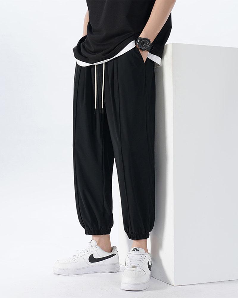 Ice Silk Drawstring Jogger Pants