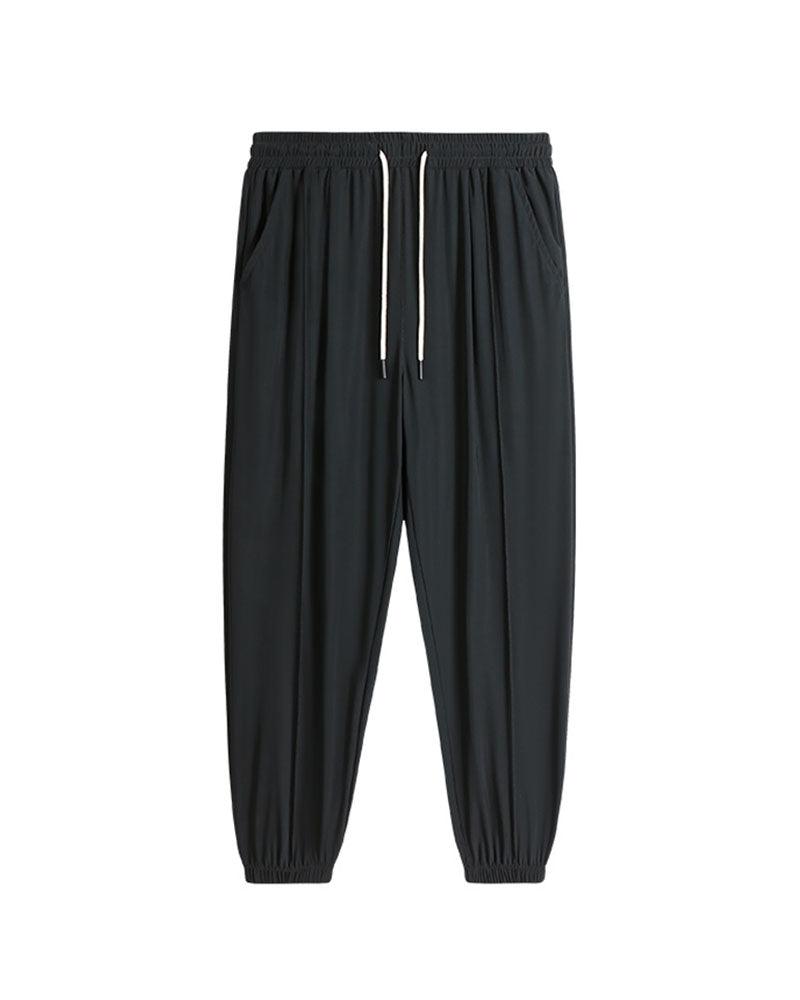 Ice Silk Drawstring Jogger Pants