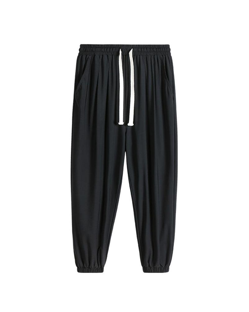 Ice Silk Drawstring Jogger Pants