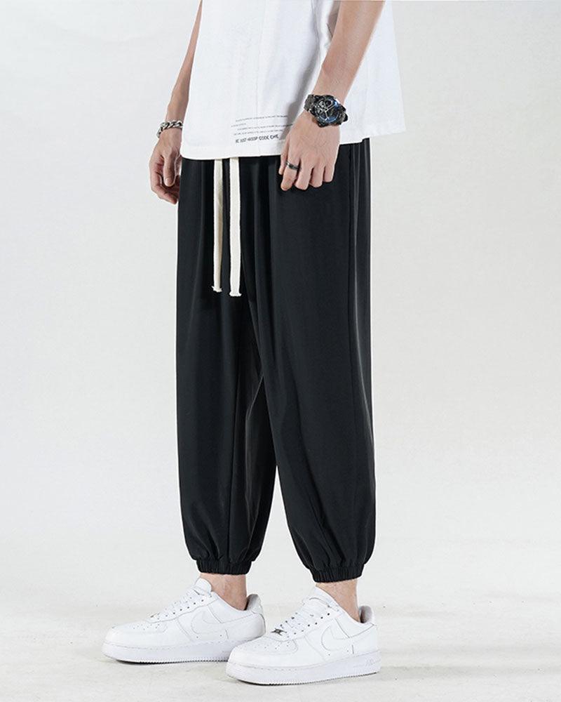 Ice Silk Drawstring Jogger Pants