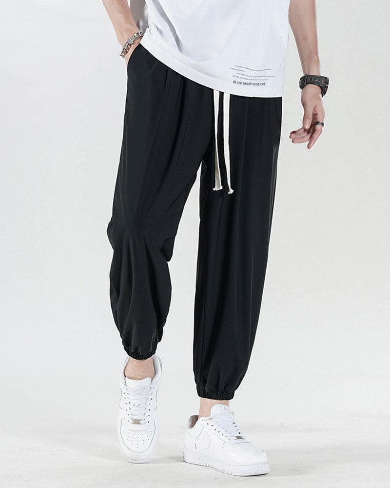 Ice Silk Drawstring Jogger Pants
