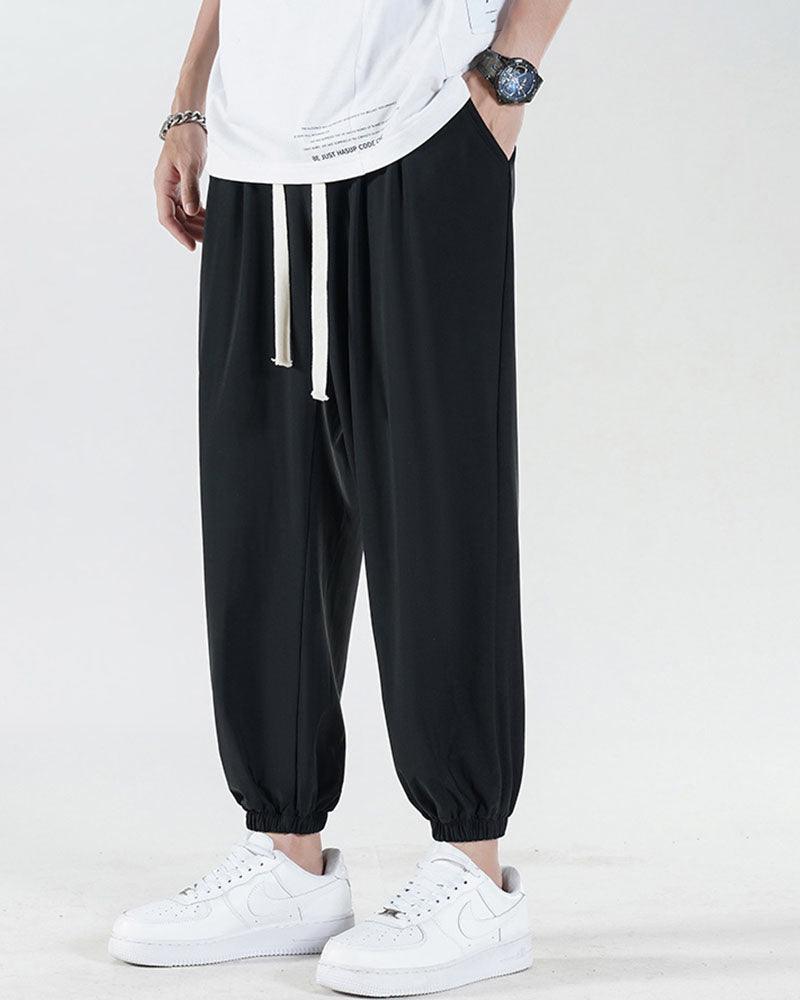 Ice Silk Drawstring Jogger Pants