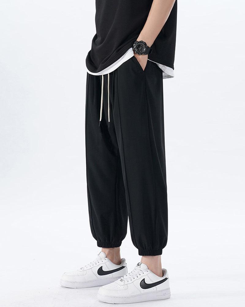 Ice Silk Drawstring Jogger Pants