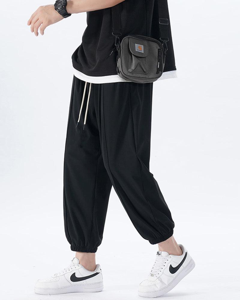 Ice Silk Drawstring Jogger Pants